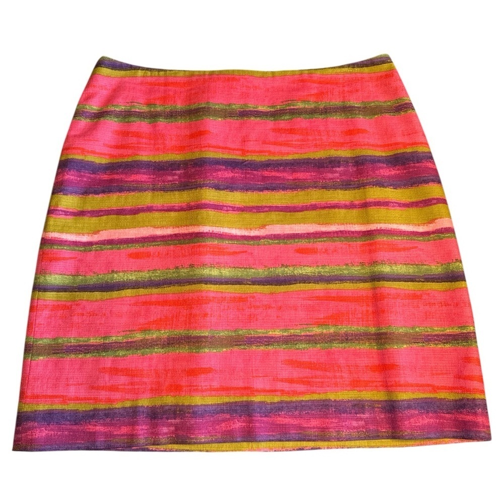 Ann Taylor Pink, purple and Green Striped Mini Skirt